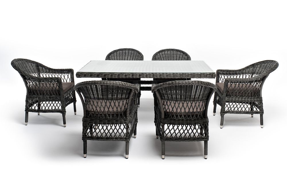 "Амароне" обеденная группа из искусственного ротанга на 6 персон, цвет графит