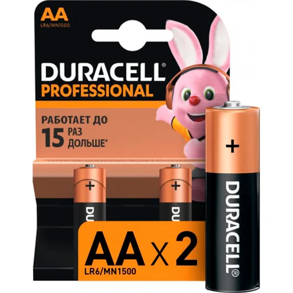 Элемент питания DURACELL LR6 BL2 PROFESSIONAL (2/40/15200) AA