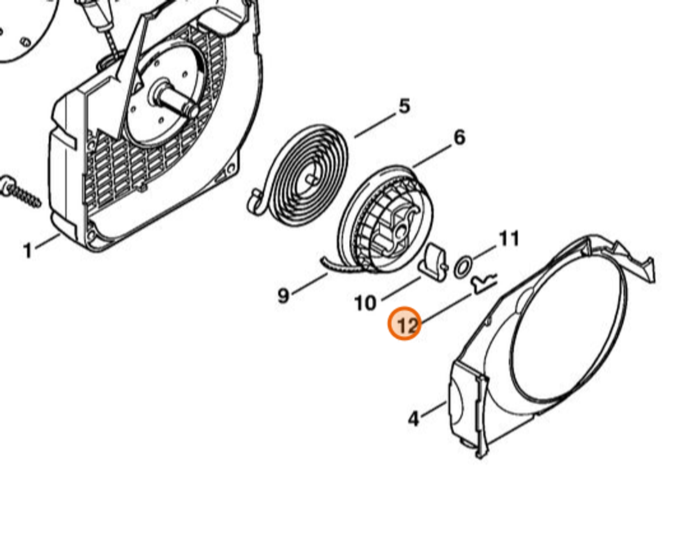 Пружина собачки стартера для бензопил STIHL MS 180, 210, 230, 250. арт.T0038 FARMERTEC (STIHL 1118 195 3500)