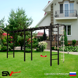 Уличная шведская стенка Sv Sport рукоход х 2 У51611 (Турник/Брусья/"Лодочка"/Кронш бокс/Канат/кольца/лестница)