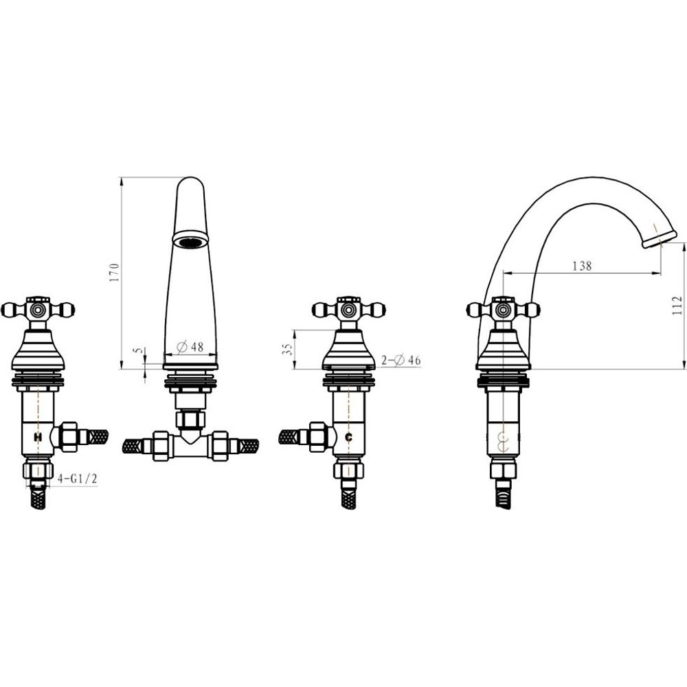 Смеситель для раковины Boheme Royal Cristal 297