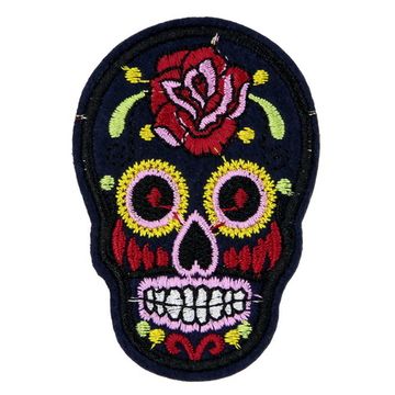 Нашивка Череп с цветами синий