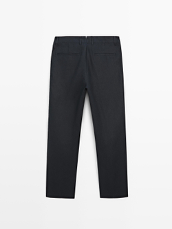 Massimo Dutti Зауженные льняные брюки, темно-синий