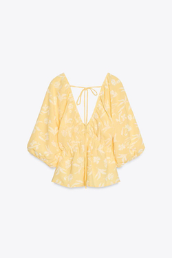 ZARA ЖАККАРДОВЫЙ ТОП, ЖЕЛТЫЙ