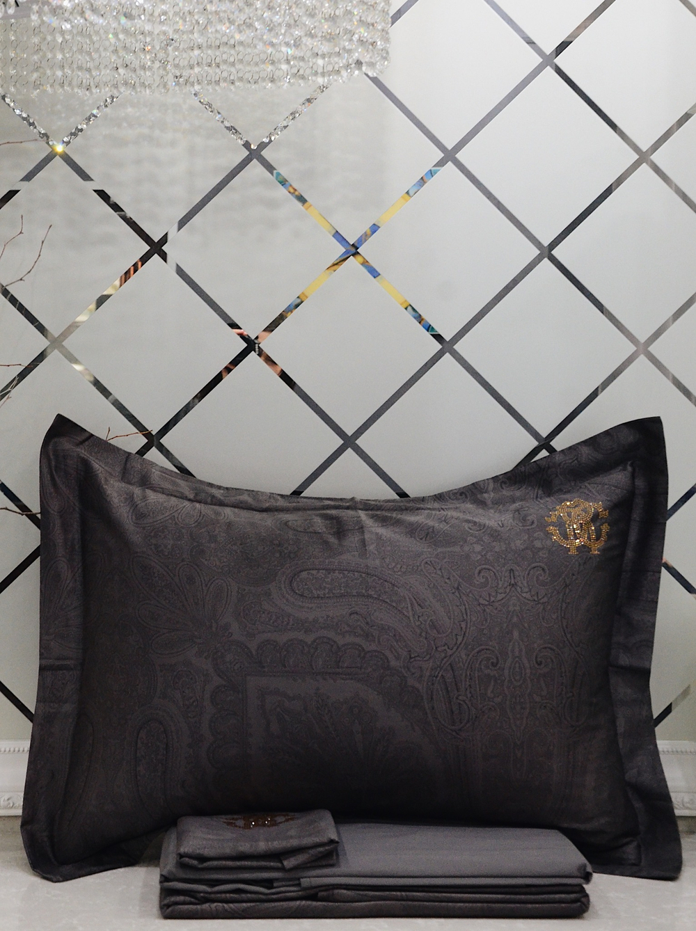 Постельное белье Roberto Cavalli Dark Grey евро