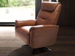 Кресло-реклайнер поворотное 5115/KM6011-M5671 из коричновой кожи