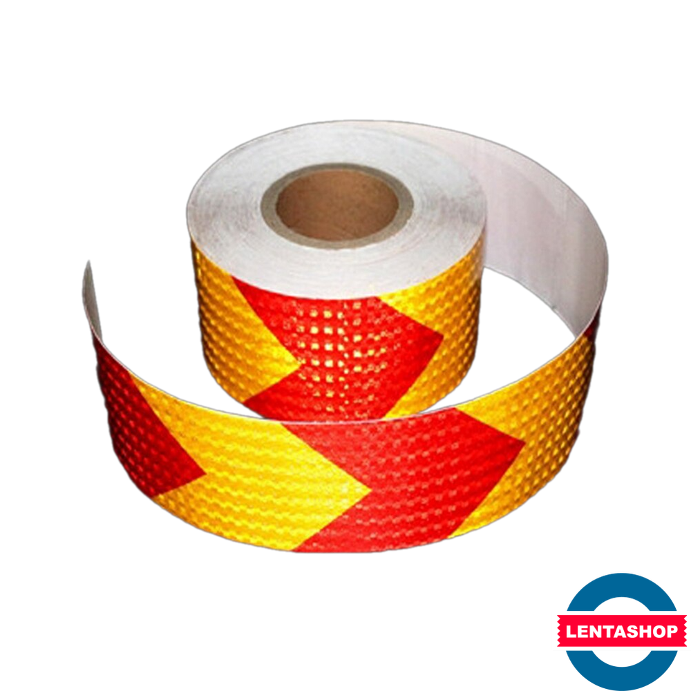 Жёлто-красная светоотражающая самоклеящаяся лента 50 мм х 45 м
