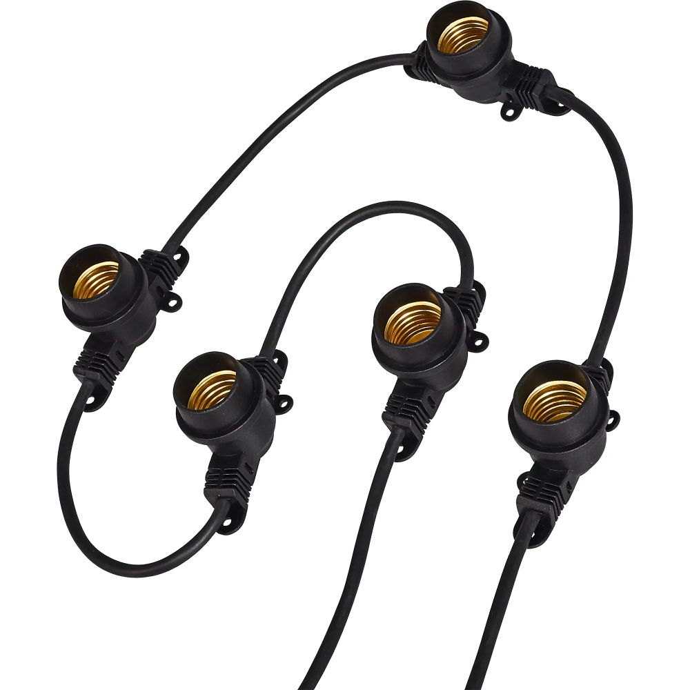 UDL-K110 40-E27-10M IP65 BLACK BELT-LIGHT Гирлянда Белт-лайт. 10 м + 1.5м сетевой шнур. 40 патронов E27. шаг 25см. Чёрная. TM Uniel.