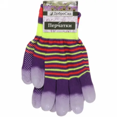 Перчатки нейлоновые «Аурэль» с ПВХ покрытием облив пальцев и точкой, мультицвет 8 р-р ДоброСад