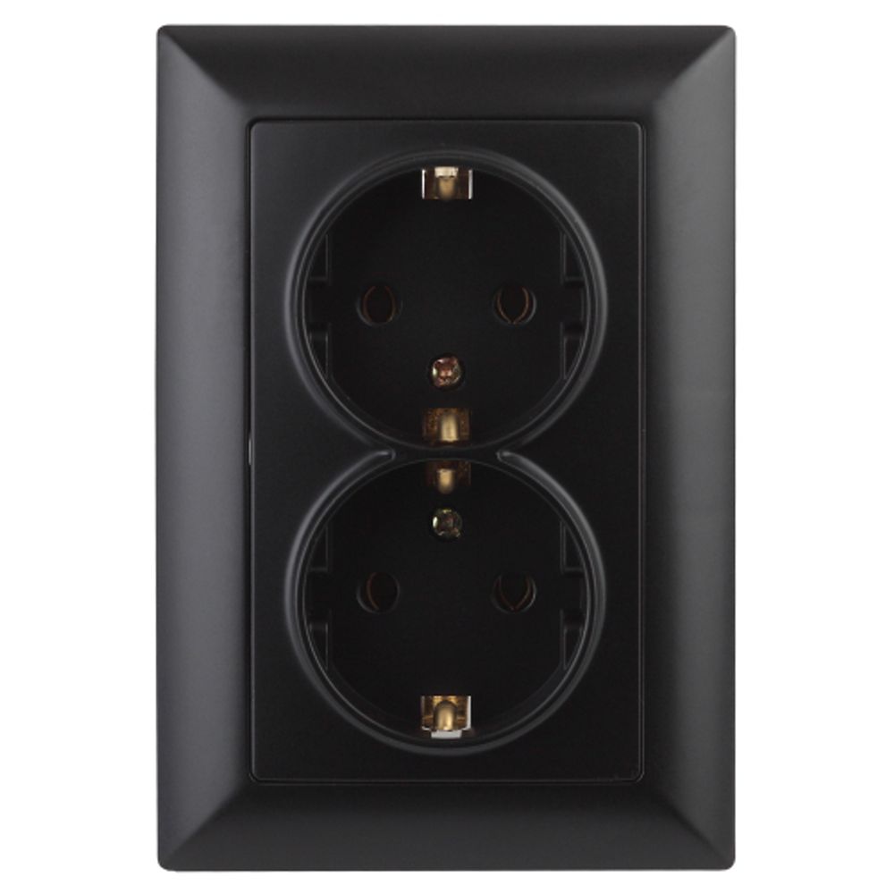 Розетка Intro Solo 4-205-05 с заземлением двойная 2X2P+E Schuko, 16А-250В, IP20, СУ, антрацит