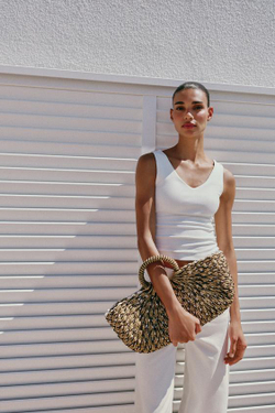 ZARA ПЛЕТЕНАЯ СУМКА-КОРЗИНА, ДВУХЦВЕТНЫЙ