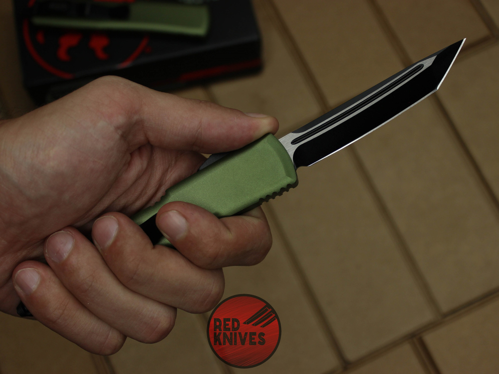 Нож Microtech Ultratech T/E - зеленая рукоять, танто черный клинок RK-359
