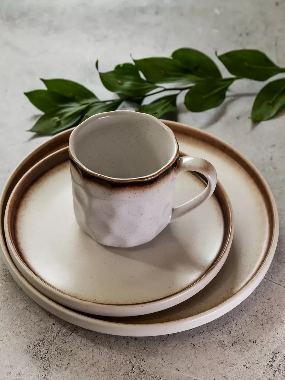 Набор посуды столовой: кружка, тарелка 26,3 см. Белый песок