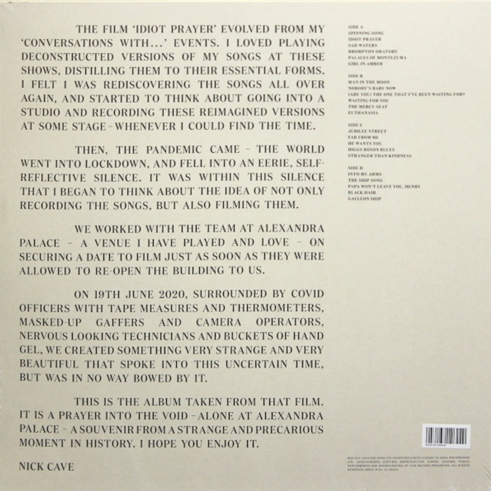 Nick Cave / Idiot Prayer (Nick Cave Alone At Alexandra Palace)(2LP)