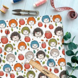 Ткань премиум шифон забавные ёжики