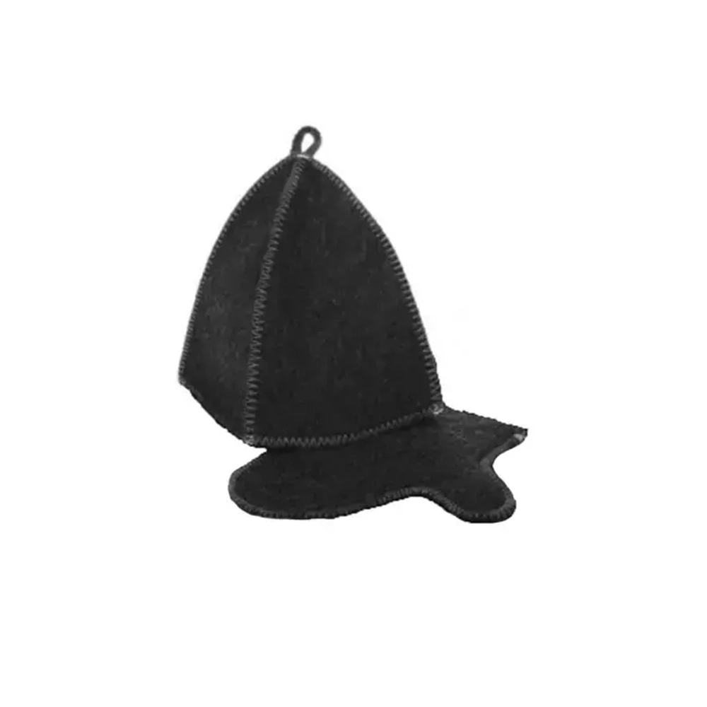 Набор банный без вышивки серый «Классика» 2 предмета (шапка, варежка) (евро)