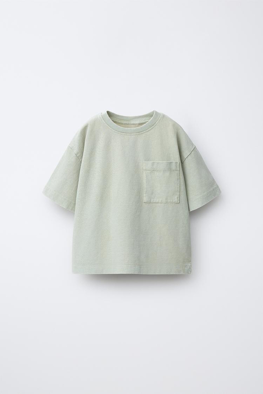 ZARA ФУТБОЛКА С КАРМАНОМ, ХАКИ