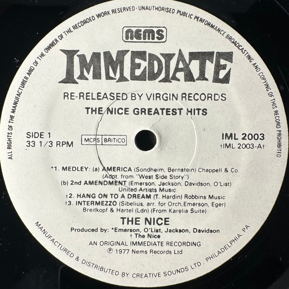 The Nice ‎– Greatest Hits (США 1977г.)