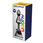 Металлическая анальная втулка 9,4см с красным кристаллом Cnex Wooomy Lollypop Double Ball Metal Plug Red M