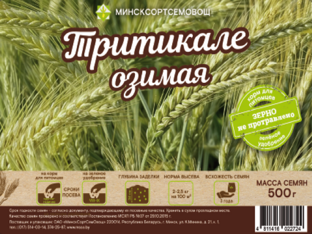 Тритикале озимая &quot;Тадеус&quot; 0,5кг, Беларусь.