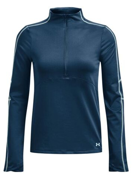 Женская теннисная футболка   Under Armour Train Cold Weather 1/2 Zip - petrol blue/fuse teal