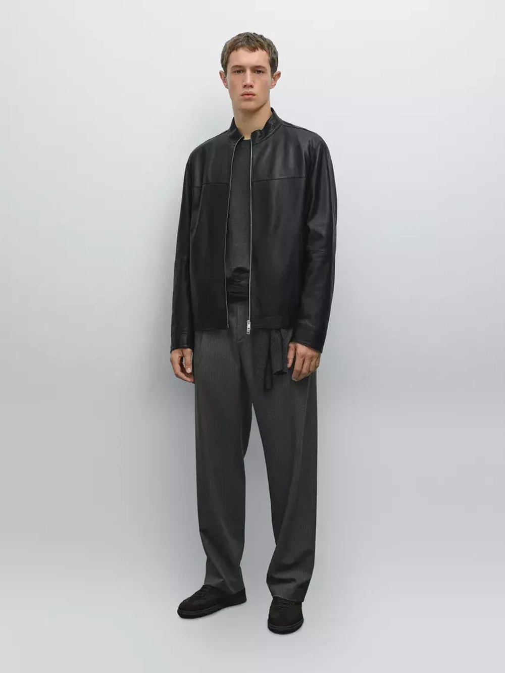 Massimo Dutti Куртка из овечьей кожи наппа, черный