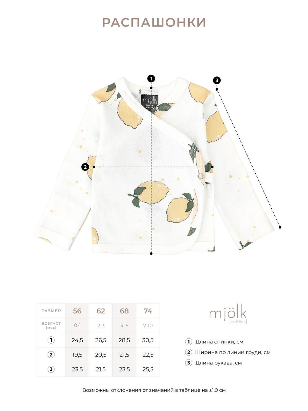 Распашонка Mjölk Лимоны, уценка