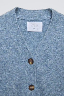 ZARA ОДНОТОННЫЙ КАРДИГАН, СИНИЙ С МЕЛАНЖЕВЫМ ЭФФЕКТОМ