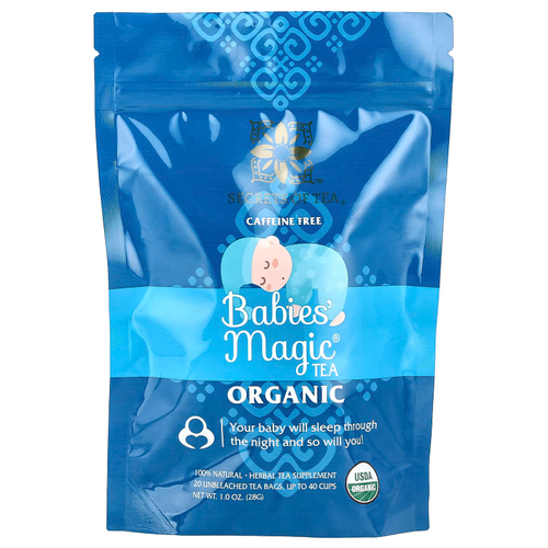 Secrets of Tea, органический чай Baby's' Magic®, без кофеина, 20 неотбеленных чайных пакетиков, 28 г (1 унция)