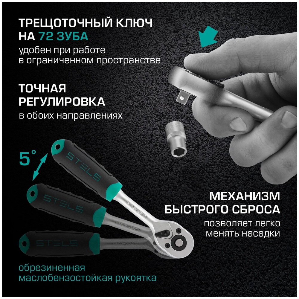 НАБОР ИНСТРУМЕНТОВ STELS 1/2  1/4 76ПРЕДМ 14104