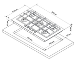 Поверхность варочная  Electronicsdeluxe GG5_1130245F TC-002 (белое стекло газ/к., 88*51) Россия