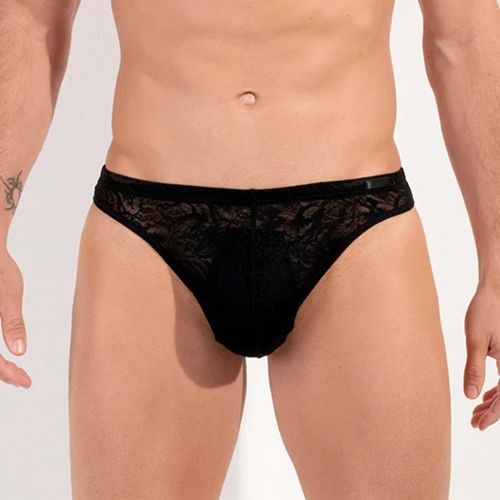 Мужские трусы стринги черные кружевные HOM Free Cut Lace 40-2886-0004