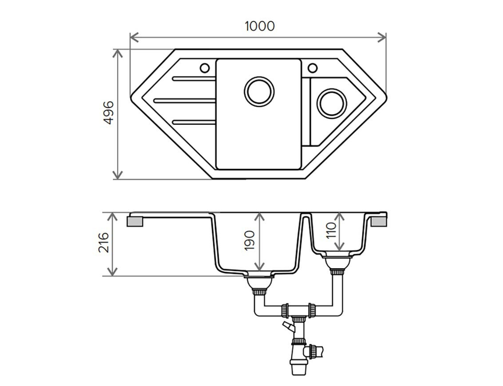 Мойка TOLERO R-114 серый металлик №001С