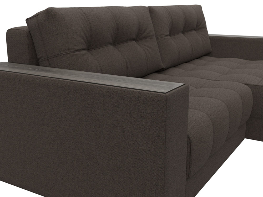 Диван угловой с декором Лига-049 НПБ, Амур 05 РОГОЖКА коричневый