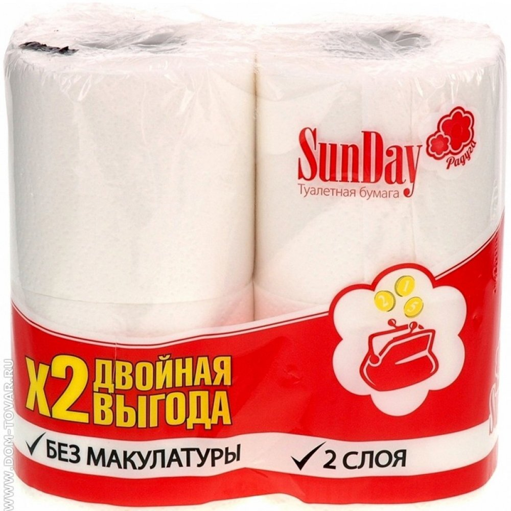 Бумага туалетная SunDay 2сл 4шт