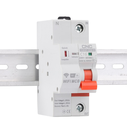 Умный автоматический выключатель CNC YCB9ZF-100W 16А 1P 230V 6000A с поддержкой Wi-Fi
