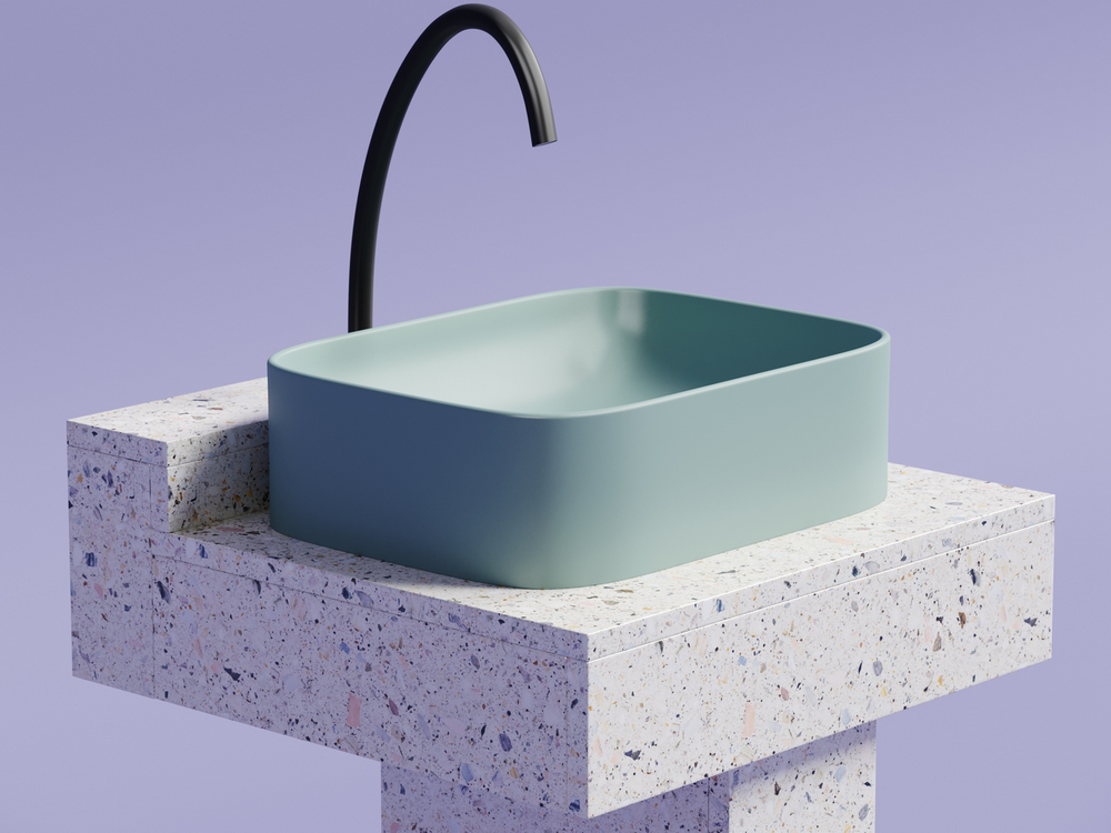 Умывальник чаша накладная прямоугольная (цвет Зеленый Матовый) Element 505x380x150мм