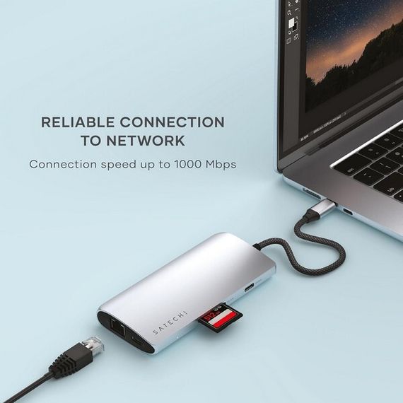 Адаптер Satechi USB-C Multiport Adapter 8K Ethernet V3 (ST-P8KES) Silver