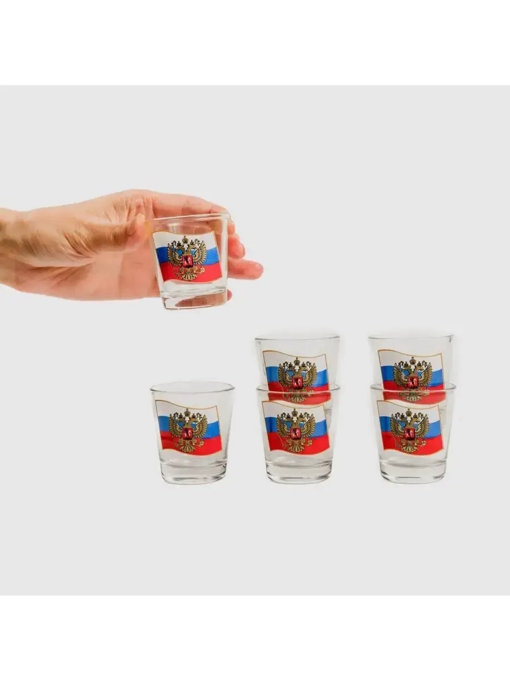 Набор рюмок стеклянных "Россия" 6 шт 50 мл