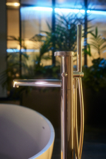 Cмеситель для ванны Gessi Anello, напольный, с душевой лейкой, встраиваемый, цвет Warm Bronze Brushed PVD