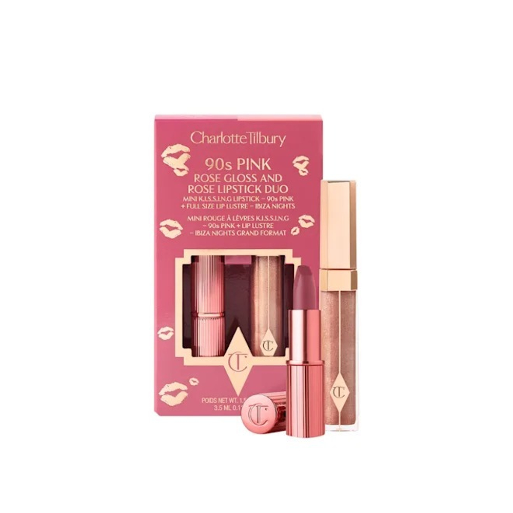 Charlotte Tilbury 90s Pink Rose Gloss And Rose Lipstick Duo Набор для губ (блеск и помада)