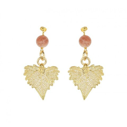 Серьги листья Ester Bijoux Тополь OR916-G BR