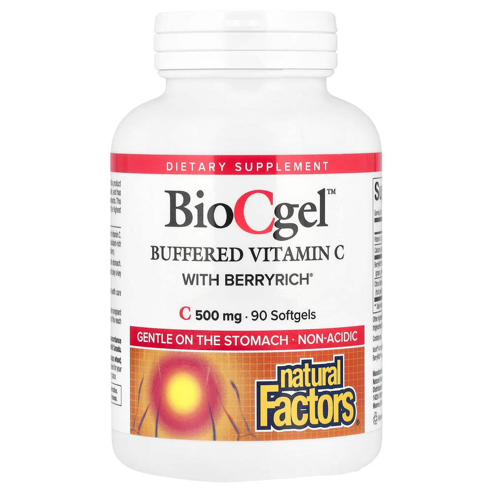 Natural Factors, BioCgel™, буферизованный витамин C с BerryRich®, 90 мягких таблеток