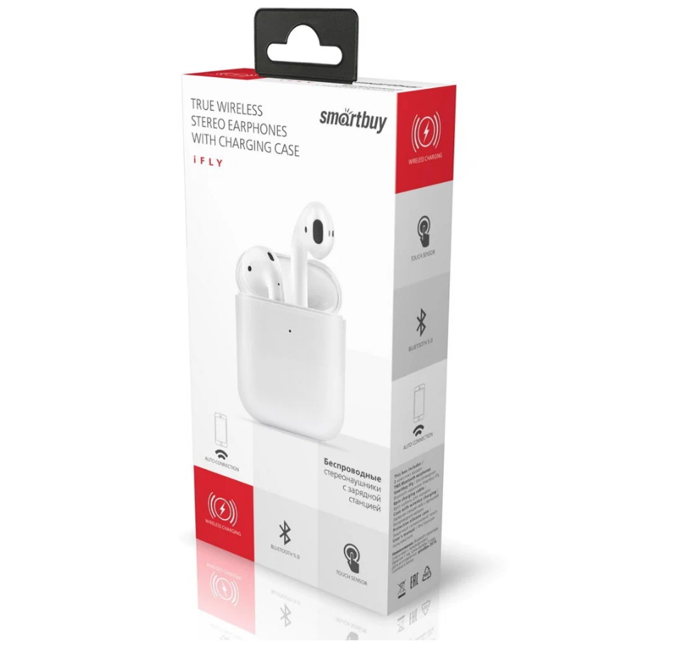 Беспроводные наушники Smartbuy iFly SBH-3055 с зарядной станцией, белый