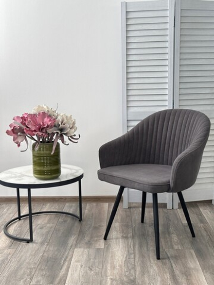 Стул М-City DISAUR Авиор (Avior) поворотный на поворотный на 360 градусов, B28 темно-серый, Велюр, Черный каркас