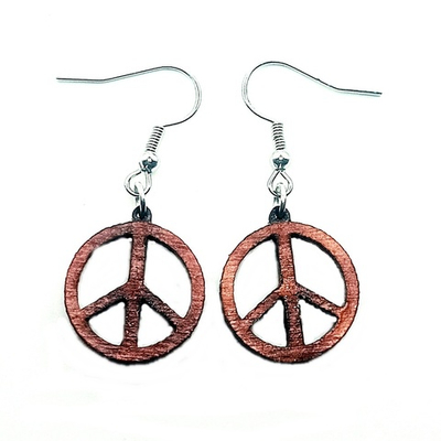 Серьги Пацифик на швензе. Диаметр 2 см. Материал Береза. Цвет Красное дерево. Цена за пару