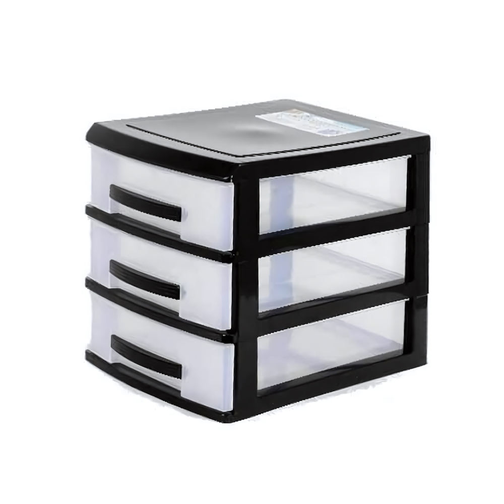 Мини комод 3х черный/прозр