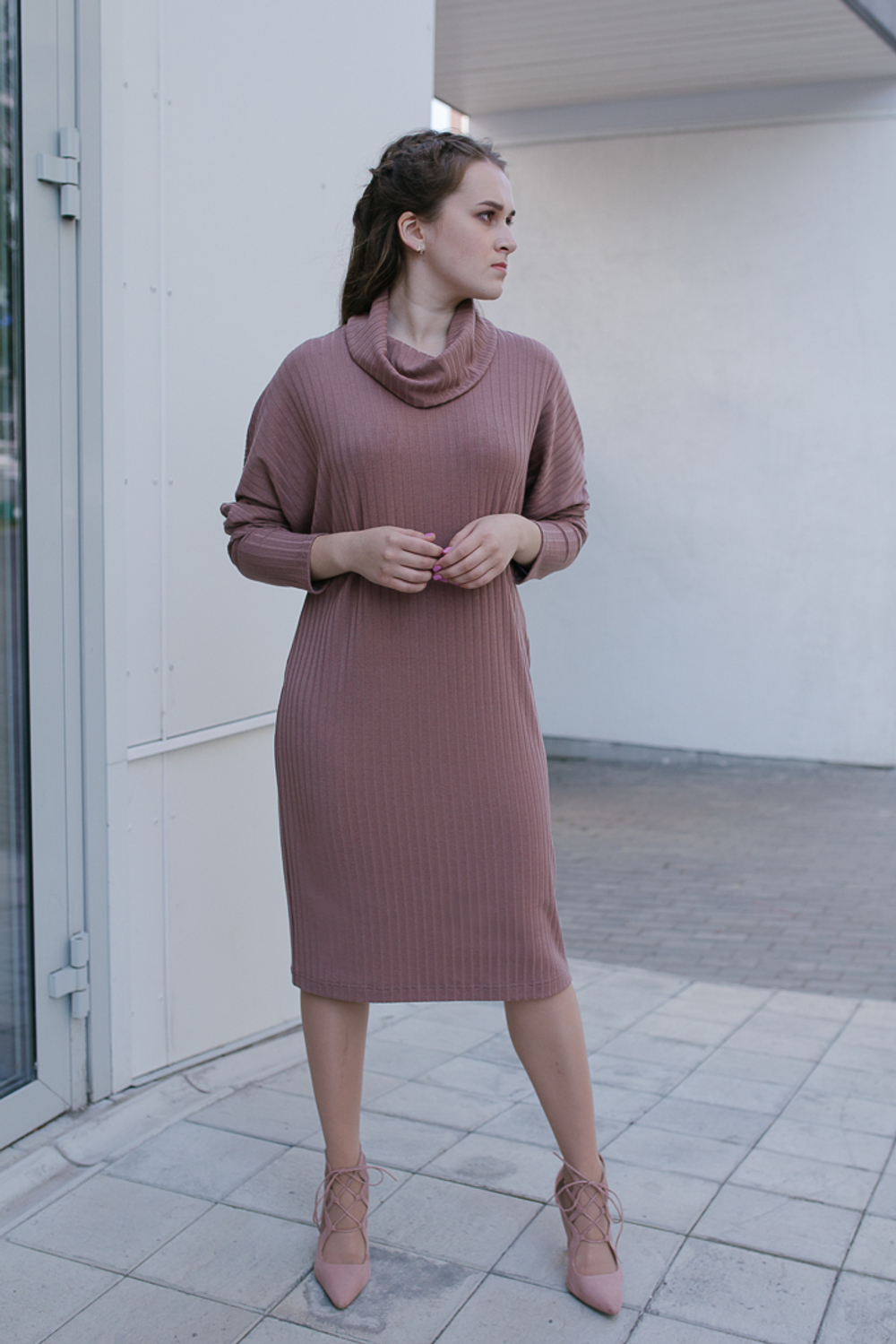 Трикотажное платье 3017АЕ, какао #67К053017АЕ