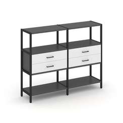 Shelf System Двухсекционный стеллаж трехярусный с ящиками SN.STM-322 Антрацит/Белый/Металл Черный 15