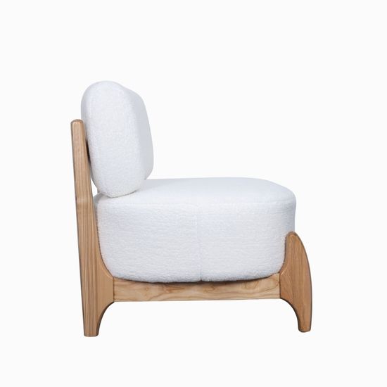 Кресло Judge натуральное дерево и белая ткань 